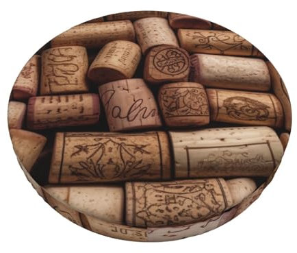 ULKMFFCF Stuhlbezug mit Weinkork-Druck, rund, für Barhocker, rutschfest, für Bar, Zuhause, Büro, Esszimmer, Durchmesser 30,5 cm