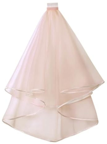 RAABYU 60 x 80 cm, doppelter Netz-Tüllrand, kurzer Brautschleier für Damen mit Kamm, Kopfbedeckung für die Braut zur Hochzeit, Kommunion, Verlobung