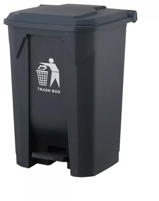 DUAS Recycling Pedal Bin Waste Trash Can for Kitchen & Home Office - Durable Plastic Rubbish Dustbin in 30L, 50L, 80L Sizes - Multiple Colors Available (Black, 30 Litres)