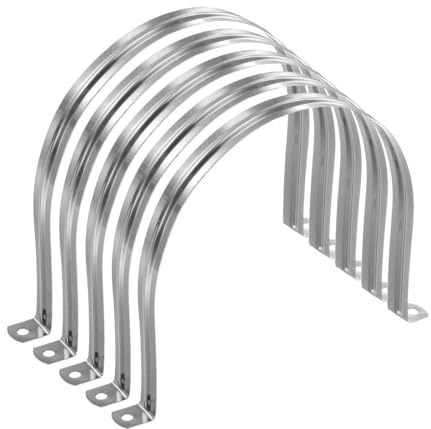 sourcing map 5pcs 6 5/16 Inch 160mm Conduit Clamps, M160 U Tube Pipe Clamp | Stainless Steel,Rigid Pipe Strap, U Shaped Bracket with Two Hole for Pipe Tube Hose Wire Cord Fixing