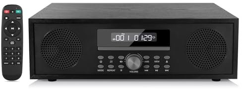 Kompaktanlage mit CD Bluetooth, CD-169 Stereoanlage Kompaktanlage CD-Player mit 2 x 20 Watt Mini HiFi Anlage, UKW-Radio, Aux-In, USB-Wiedergabe, Stereoanlage mit CD Micro HiFi System (Holzmaserung)