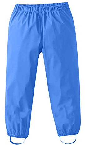 Kids Rain Trousers Waterproof Girls Plain Dungarees Boys Mud Pants Elastic Waist Windproof Toddler Puddlesuit Overalls Rainwear Bottoms Lightweight Outdoor Spring