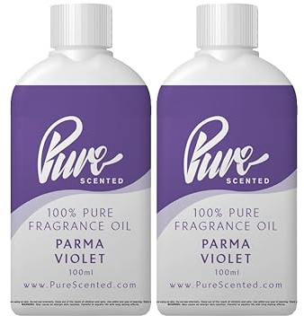 Pure Scented 200ml Fragrance Oils - Vegan & Cruelty-Free, for Candles, Soaps, Slime, Diffusers, Cosmetic, Wax Melts & DIY Crafts (2 x 100ml, Parma Violet)