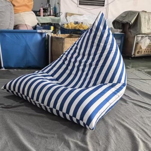 SXBCyan Wasserdichter Sitzsack (ohne Füllmaterial) Outdoor-Sitzsack, Liegestuhl for Den Pool, Wasserfeste Außencouch, Outdoor-Tagesbettsofa for Den Pool, Terrasse(Blue Stripes)