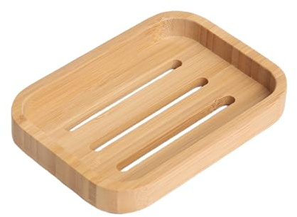 Ninebendstreams Bambus-Seifenschale aus Holz, Seifenhalter für Dusche, Badezimmer, Küche, mit selbstentleerender Ablage | Selbstentleerende, kompakte Bambus-Seifenablage aus Holz, für Badezimmer, Dusche und Küche