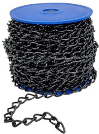 Panzerkette Schwarz 1 m Ø 2 mm Stahl Gliederkette Bastelkette Deko Kette Aufhängekette