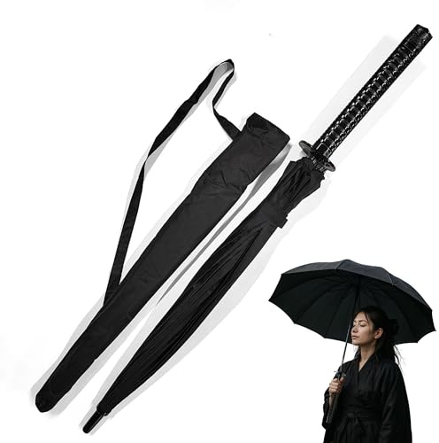 Swords and more Katana Regenschirm – Samurai-Schwert-inspiriertes Design | Robuster Schirm mit langem Griff sturmfestem Stahlrahmen Samurai Schwert | Stilvolles Accessoire & Geschenkidee