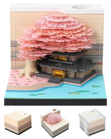 YANGUN 3D-Notizblock, 3D Kalender Abreißen 2027 mit Licht und Staubschutz | Tischkalender-Notizblock, Kreative Magic Baum Haftnotizen für Büro und Zuhause