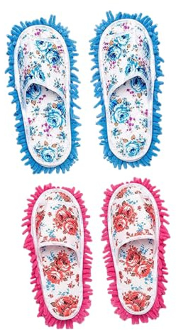 BAZEITFLOW 2 Zapatillas Mopas de Microfibra Desechables para Limpieza de Desmontable Absorbentes y Silenciosas Unisex para Oficina y Cocina