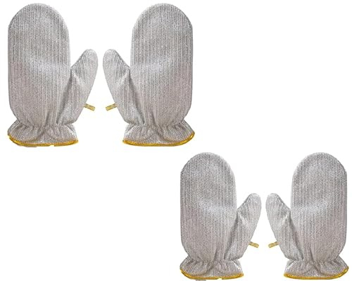 Mr.Gadget's Solutions Non Scratch Wire Dishwashing Hand Gloves Easy Rinsing Waterproof Reusable Home Kitchen Utensils Cleaning Gloves for Washing Dish (Pack of 4 Pcs)