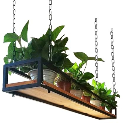 Floating Plant Shelves Ceiling Storage Rack for Plants Hanging Flower Pot Shelf Metal Kitchen BarDecorative Books & Plants Storage Solution