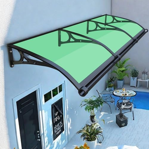 Utomhusdörr takbåge polykarbonat markis osynlig veranda skugga balkongskydd gräs grön 60 x 290 cm/24 x 114 tum väderbeständigt skydd