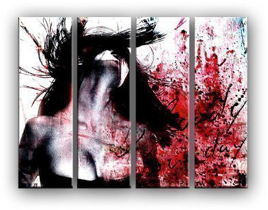 Paul Sinus Art BLOODY SUNDAY 4 teiliges Wandbild je 30x100cm (Gesamt:130x100cm) Frau Emotion