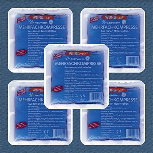5 Stück Wundmed® Kalt/Warm Kompressen Mehrfachkompressen Kältekompressen Kühlkompresse Kühlkissen 13 x 14 cm, Profipack
