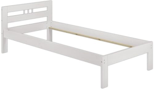 Erst-Holz®Futonbett Bettrahmen Einzelbett Kiefer Massivholzbett Weiß 100 x 200