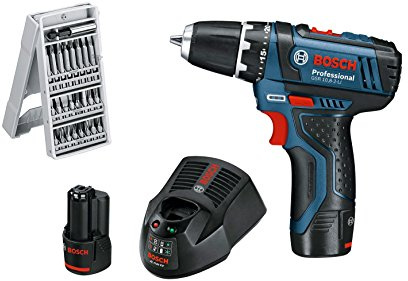 Bosch GSR 10,8-2-LI Perceuse sans clé Noir, Bleu 950 g - Perceuse électrique (1 cm, 1,9 cm, 30 Nm, 15 Nm, 2,5 m/s², 400 tr/min)