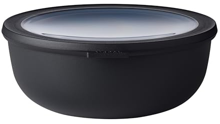 Mepal Multi Bowl Cirqula Round - Mikrowellen Geschir - Geeignet als Luftdichte Aufbewahrungsbox für den Kühlschrank, Mikrowellengeschirr & als Frischhaltedosen - 2250 ml - Nordic black