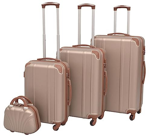 vidaXL Trolley Kofferset 4-TLG. Champagne Hartschalenkoffer Reisekoffer Koffer
