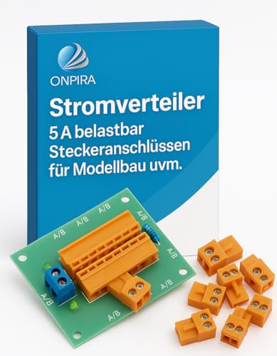 Stromverteiler 5 A – Steckerverteiler für Modellbau, kompakter Verteiler für Gleich- & Wechselstrom, inkl. Montagematerial, langlebig & robust, ideal für DIY, Hobby und Industrieprojekte