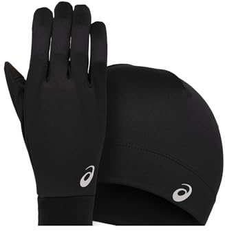 Asics Running Pack 3013A035-001, Unisex Gloves,Beannie, Black, L EU