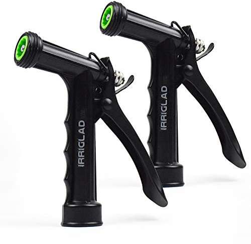 IRRIGLAD Hose Nozzle 2 Pack, Full Size Pistol Grip Water Nozzle Sprayer with Threaded Front, High Pressure Nozzle, Adjustable Spray Water Flow for Watering Plants, Showering Pet, Washing Car, Cleaning