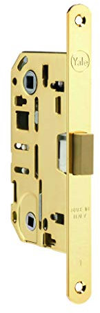 Yale Serratura da infilare con chiave Patent per porte in legno Silenthya Y52MK1050C2 cromo satinato, con scrocco magnetico, bordi tondi, entrata 50mm, interasse 90mm