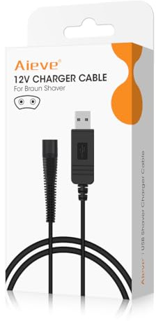 Aieve Charger Cable for Braun Shaver,12V USB Charging Cord for Braun Series 5, 3,9,7,1,3040s,3080S,B1200s,5544,5377 Razor Shaver,Epilator Silk-Epil 9, 7, 5 Beard Trimmer,Oral-B Toothbrush