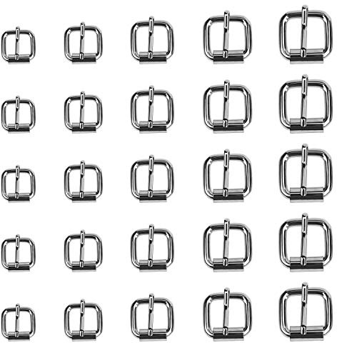 Coolty 75 Stück Metall-Rollschnallen, Gürtel Hardware Dornschließe für Taschen Ledergürtel Hand DIY Zubehör, 5 Größen - 13mm/16mm/20mm/25mm/32mm