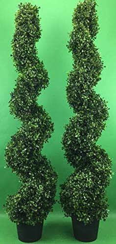 Silk Tree Warehouse 2 x Artificial Boxwood Topiary Spiral Outdoor UV Rated