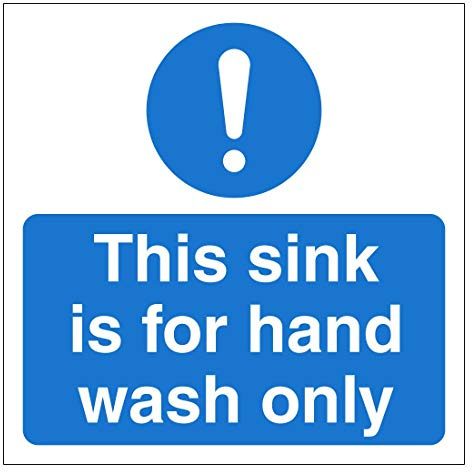 This sink is for hand wash only sign Food hygiene Self adhesive vinyl sticker 120mm x 120mm Ideal for kitchens in restaurants and other businesses (5)
