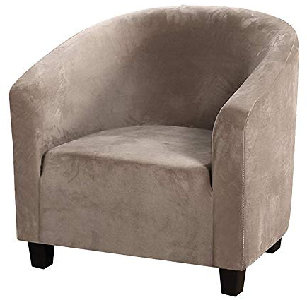 MIFXIN Tub Chair Slipcover Velvet High Stretch Club Chair Cover Spandex Elastic Armchair Couch Cover Sofa Furniture Protector for Living Room Hotel Bar Counter (Camel)