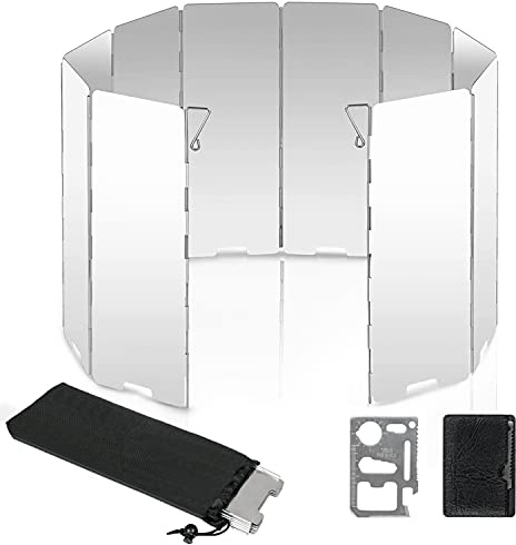 Yi'antai Windschutz Gaskocher Camping Windschutz Faltbar aus Aluminium für Gaskocher Mit 10 Lamellen
