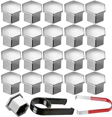 Gebildet 21Pezzi Copri dadi Ruota 19mm, CopriDado Bullone Ruota, Copri Dado Esagonale Per Pneumatici Con Set Di Strumenti Di Rimozione Per Auto, Cromo