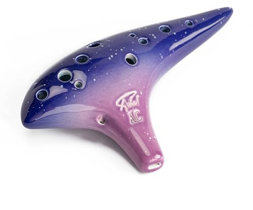 “Ocean Notes” 12 Hole Sweet Potato Ocarina Graceful Shape Pottery Ocarina in Alto C (Starry Purple)