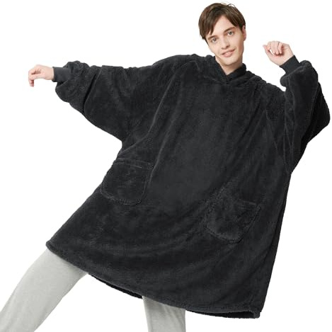 Bedsure Sherpa Wearable Blanket Hoodie - Warm Cozy, Oversize, Ash | Soft Comfort Lightweight Skin-friendly, Versatile Convenient Durable, Multiple Colors for Every Style, Ideal Gifts