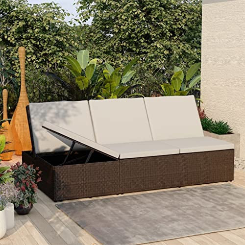 Chenshu Sonnenliege mit Auflage, Gartenliege, Liegestuhl, Sonnenstuhl, Sonneninsel Outdoor, Liegen, Gartenmöbel, Bäderliege, Relaxliege,Poly Rattan Braun
