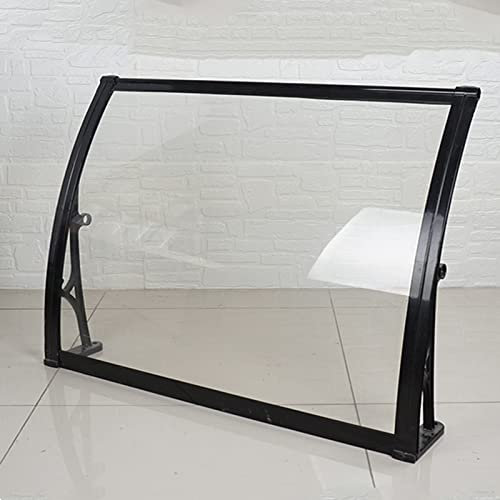 Zlovne Auvent de Porte Avant/Arrière en Métal, Véranda Extérieure, Toit Marquise en Polycarbonate 2,5 Mm, Protection UV Jardin (60x110cm/24x43)