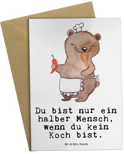 Mr. & Mrs. Panda Grußkarte Koch Herz - Geschenk, Chefkoch, Spruch, weihnachtskarten, dankeskarten, Restaurant, osterkarten, einladungskarten, hochzeitskarten