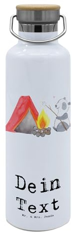 Mr. & Mrs. Panda Trinkflasche personalisiert Panda Campen - Personalisierte Geschenke, Campingplatz, Sport, Mit Gravur, Edelstahl, Flasche, Camping, gehen, Namen, Zelten