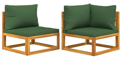 vidaXL Gartensofa Set 2 TLG., Sofa für Garten Terrasse, Terrassensofa mit 2 Sitzkissen 3 Rückenkissen, Gartenmöbel Set Terrassenmöbel, Massivholz Akazie