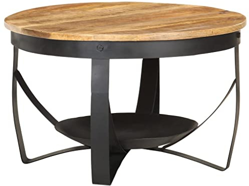 vidaXL Couchtisch Ø68x43 cm Raues Mangoholz