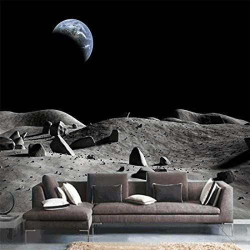 Papel Pintado Pared 3D Papel Tapiz Espacio Exterior Planeta Luna Fotomurales 3D Tv Fondo Pared Moderno Dormitorio Murales