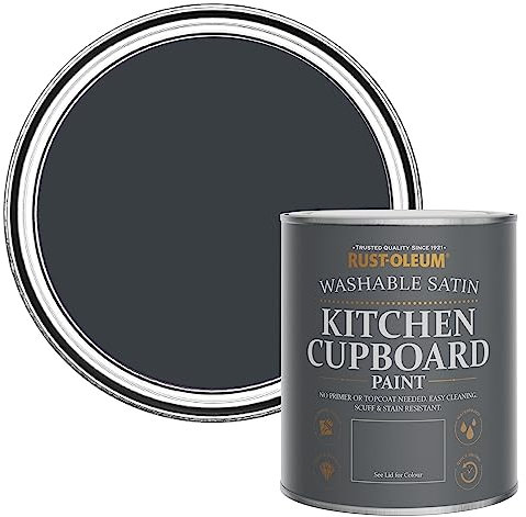 Rust-Oleum Grey Scrubbable Kitchen Cupboard Paint in Satin Finish - Anthracite (RAL 7016) 750ml