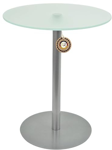 Beistelltisch, Couchtisch, Blumentisch, Josefa, Gestell in Silber Brillant, Milchglas, Verschiedene Größen (Ø50 x Höhe 70cm)