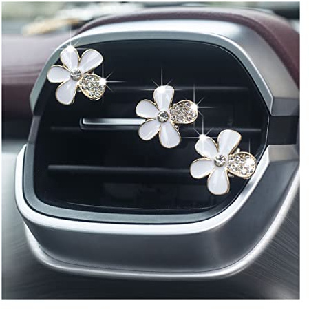 JNNJ 6 Stück Gänseblümchen Auto Lufterfrischer Lüftungsclips, Daisy Car Air Vent Diffusor Clips, Auto Lufterfrischer Clip Innen Deko Anhänger Bunte, Zubehör(Weiß)