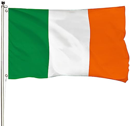 FSFLAG Irland-Flagge, 90 x 150 cm, dreifarbiges Banner, 400D-verstärktes Polyester mit zwei Messingösen, Premium-Flagge, wasserdicht, handgefertigt, patriotische Flagge für den Außenbereich