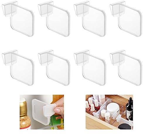 Jiazhishun 8Pcs Refrigerator Partition Dividers - Useful Shelf Organiser for Freezer and Drawer - Transparent Separators to Keep Tidy