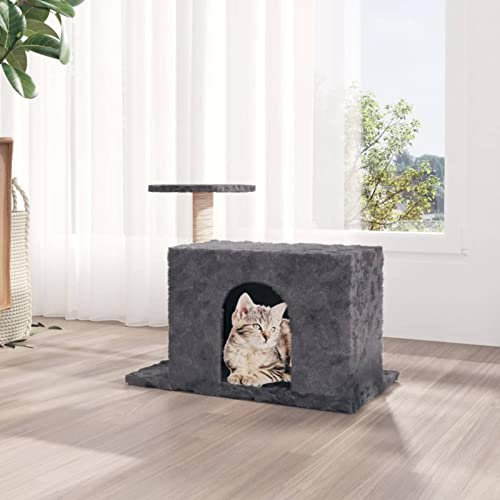Homgoday Katzenbaum mit Kratzbaum aus Sisal Dunkelgrau 51 cm, Katzenspielzeug, Katzenspielzeug, Kratzbaum für Katzen, Kratzbaum