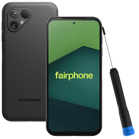 Fairphone 5 5G Nachhaltiges Smartphone (6,46-Display, 50-MP-Dual-Kamera, 8GB/256GB, 4200 mAh, Android 14) inkl. iFixit Schraubenzieher, Mattes Schwarz