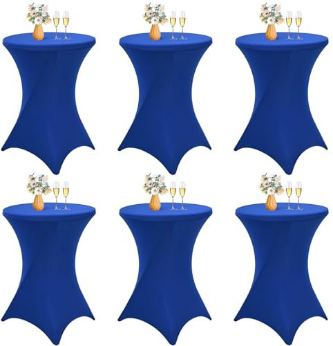 LYAFS 6er-Set Stretch Stehtisch Husse für Bistrotisch Ø 80-85 cm Elegante,Verstärkung im Fußbereich,Stretch-Husse Königsblau Hussen für Stehtische und Bistrotische (Königsblau, 80 x 110 cm)
